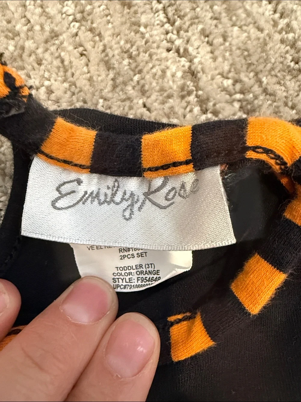 Emily Rose Black, Orange & Green Cat Pumpkin Tutu Halloween Outfit 3T